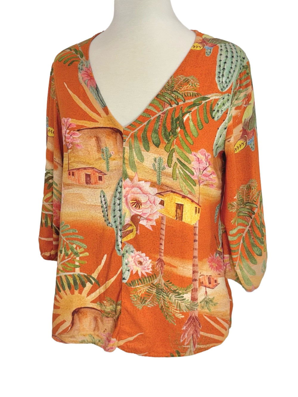 Lez a Lez rust Southwestern blouse